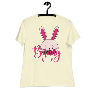 Women's Relaxed T-Shirt- Cute Bunny Print