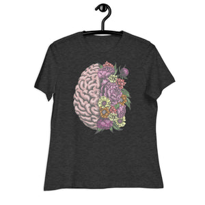 Women's Relaxed T-Shirt-  Brain Flower Print