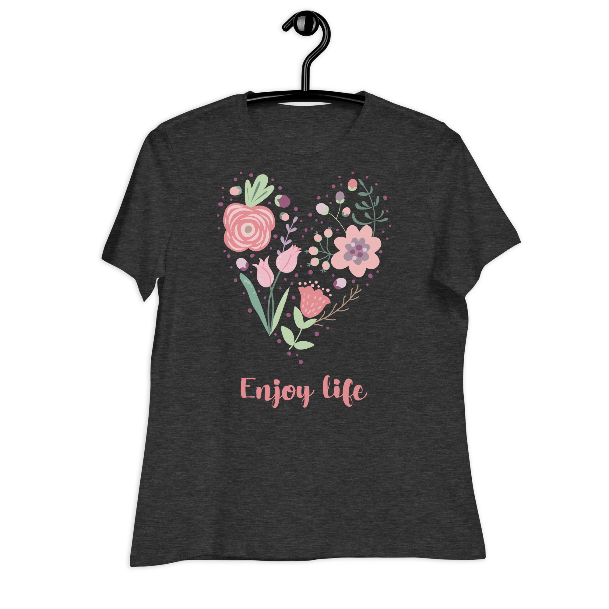 Women's Relaxed T-Shirt- Heart Of Flower Print