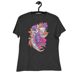 Women's Relaxed T-Shirt- Florish Fish Print