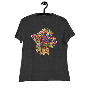 Women's Relaxed T-Shirt- Flower Print