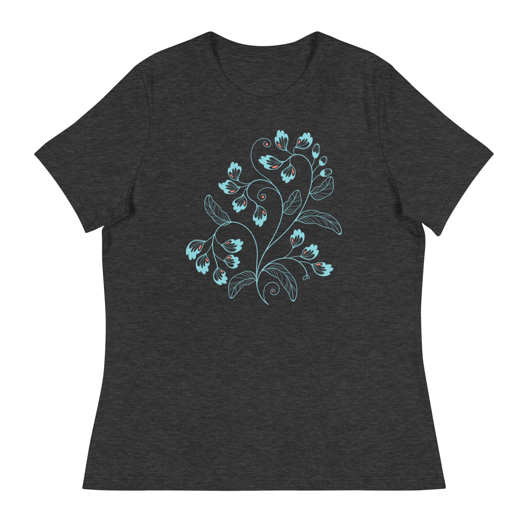 Women's Relaxed T-Shirt-  Blue Light Flower Print