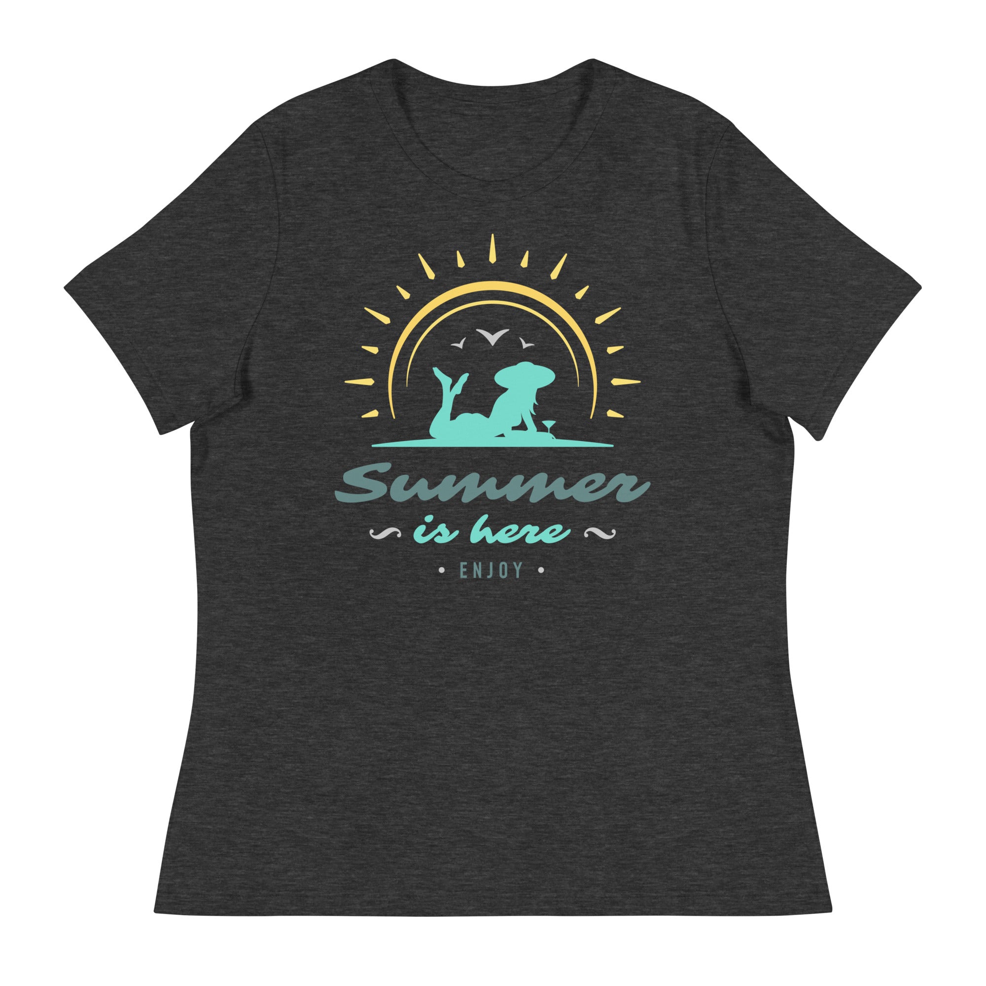 Women's Relaxed T-Shirt- Beach Side Print