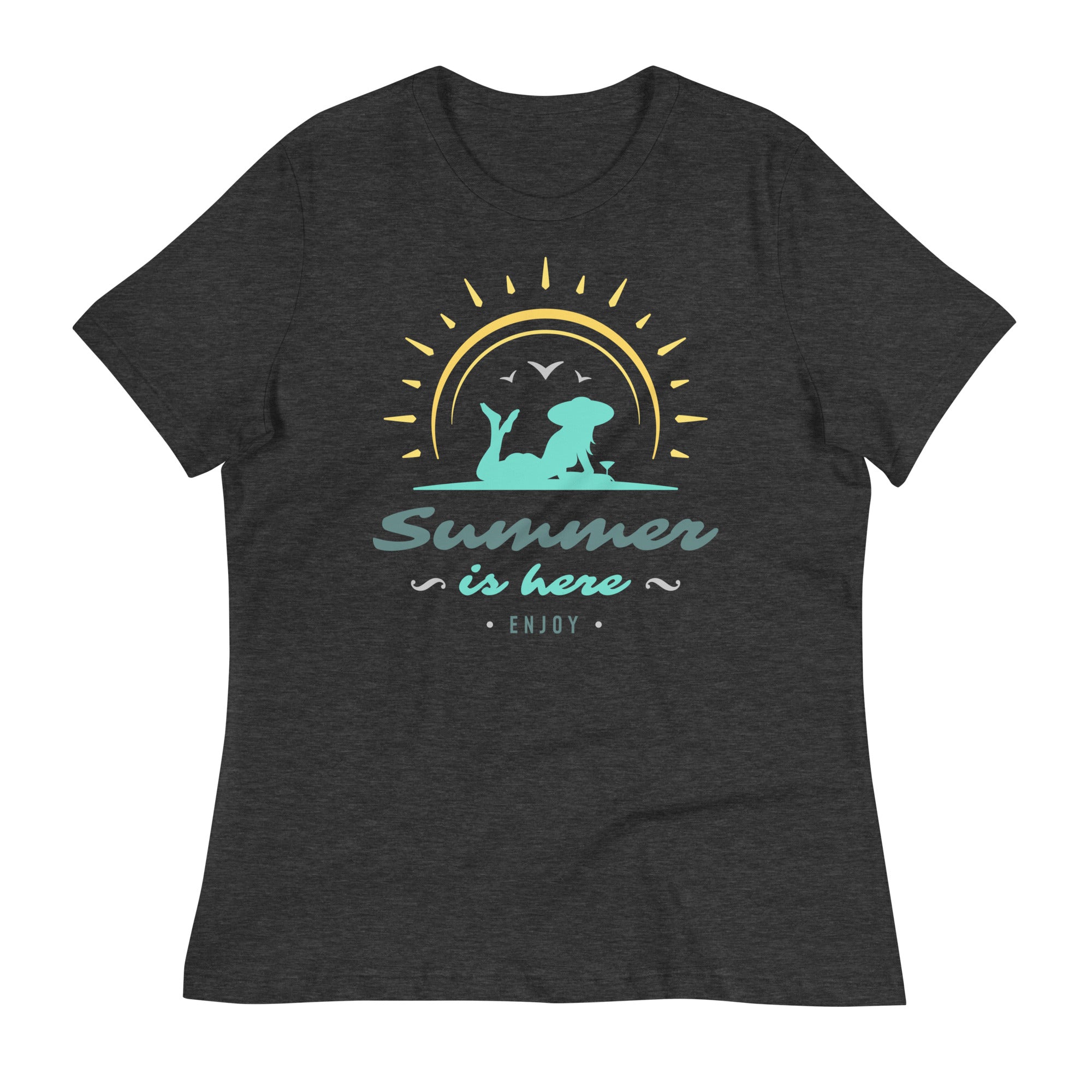 Women's Relaxed T-Shirt- Beach Side Print