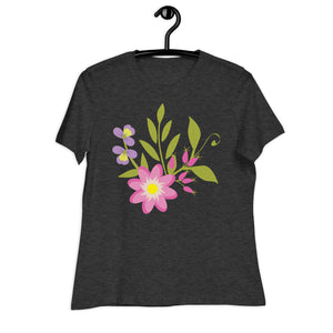 Women's Relaxed T-Shirt- Flower Print