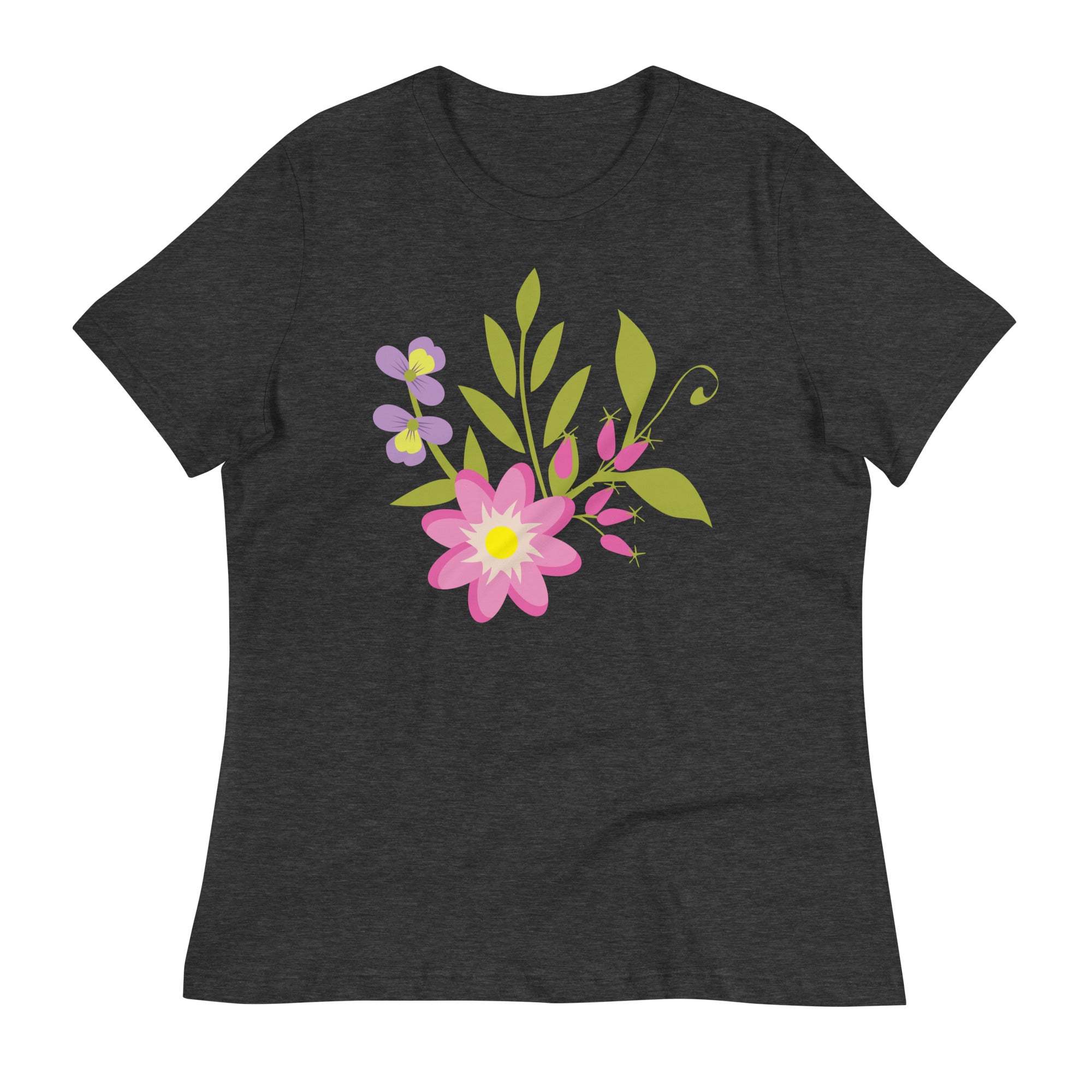 Women's Relaxed T-Shirt- Flower Print