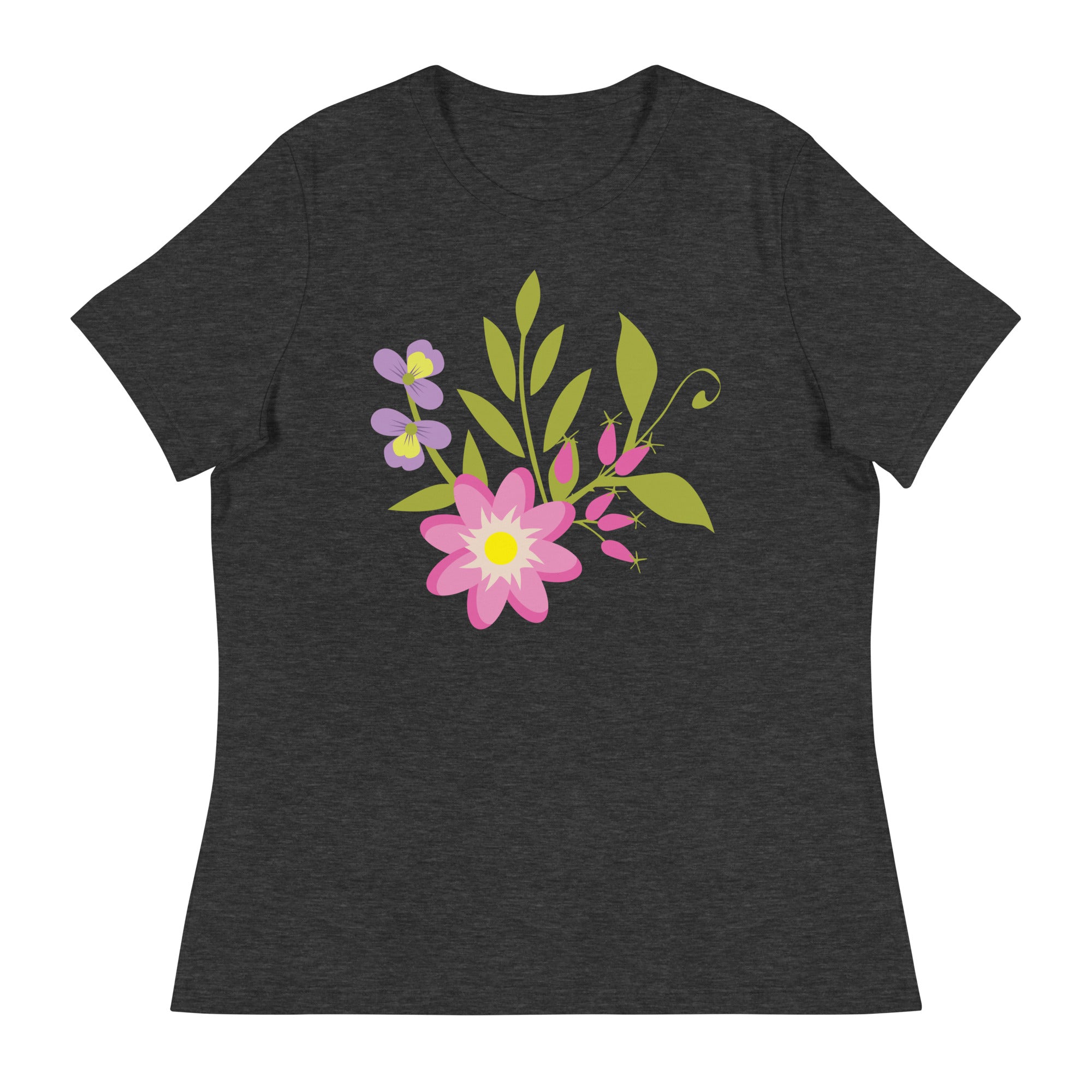 Women's Relaxed T-Shirt- Flower Print