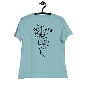 Women's Relaxed T-Shirt- Flower Print