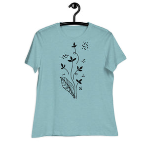 Women's Relaxed T-Shirt- Flowers  print