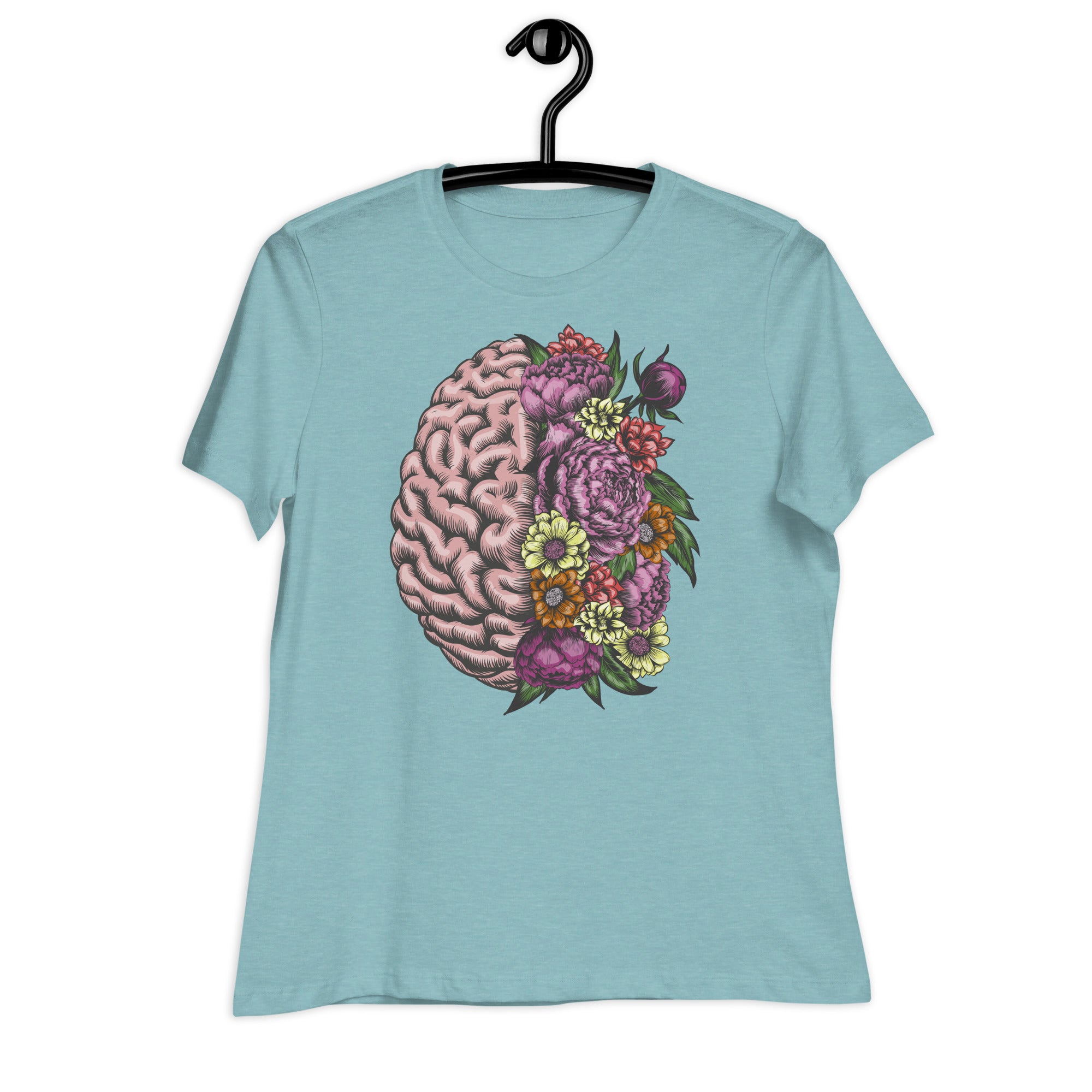 Women's Relaxed T-Shirt-  Brain Flower Print