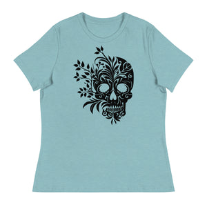 Women's Relaxed T-Shirt- 3d Animated Skull Print