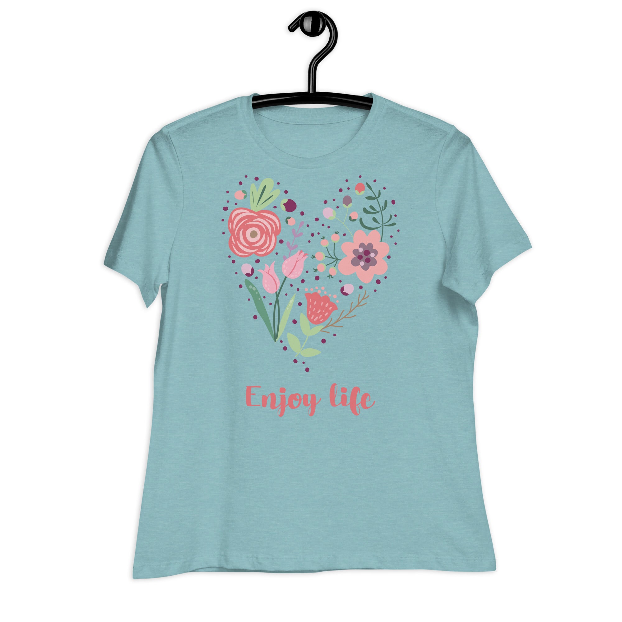 Women's Relaxed T-Shirt- Heart Of Flower Print