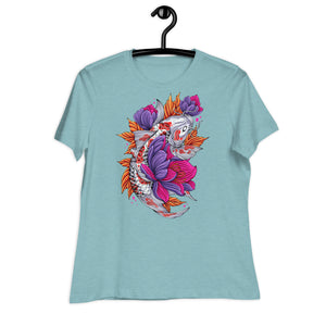 Women's Relaxed T-Shirt- Florish Fish Print