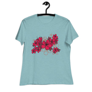 Women's Relaxed T-Shirt- Flower Print