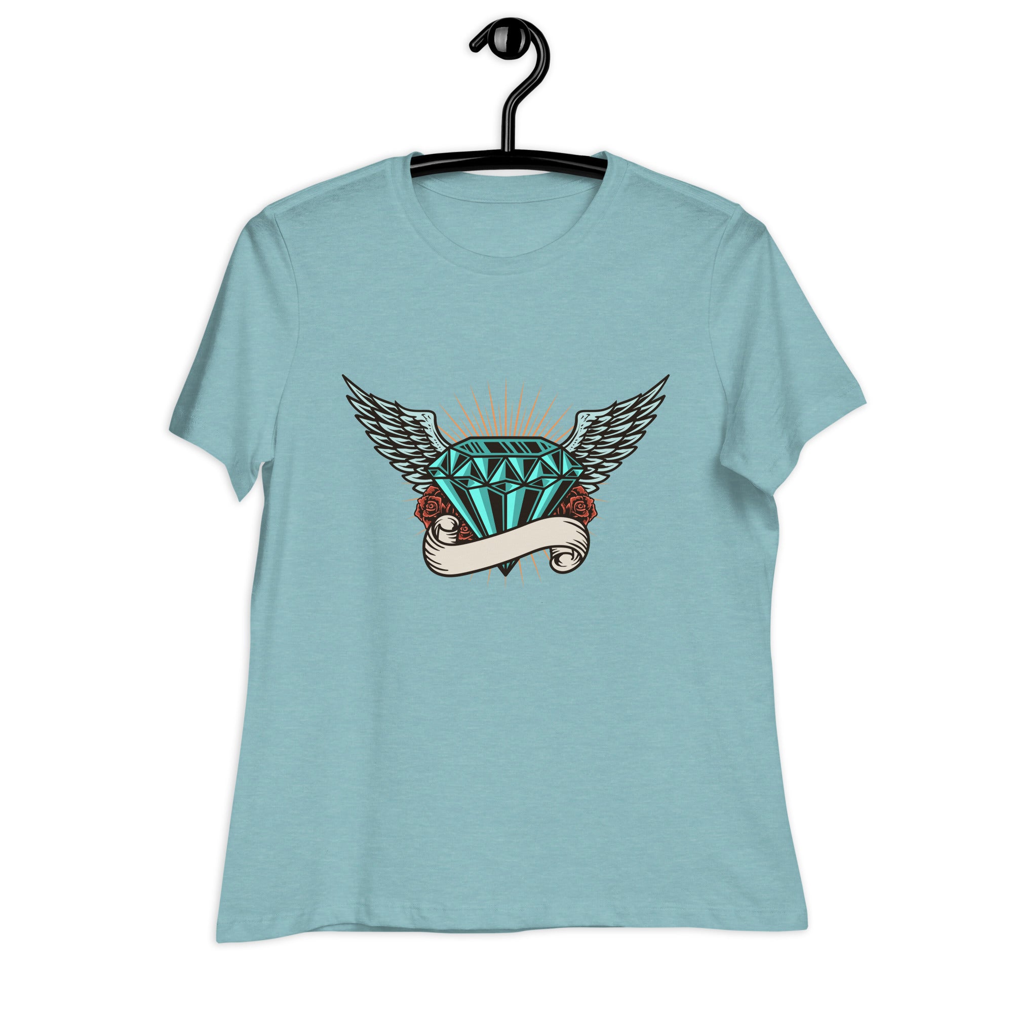 Women's Relaxed T-Shirt- Gorgeous  Diamond With Wings Print