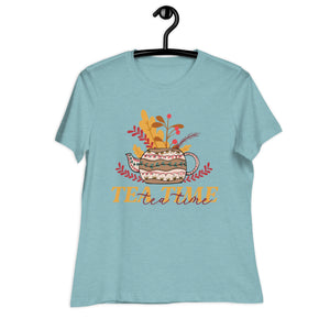 Women's Relaxed T-Shirt- Cup of tea Print