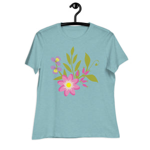 Women's Relaxed T-Shirt- Flower Print