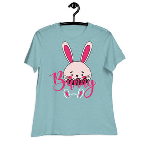 Women's Relaxed T-Shirt- Cute Bunny Print