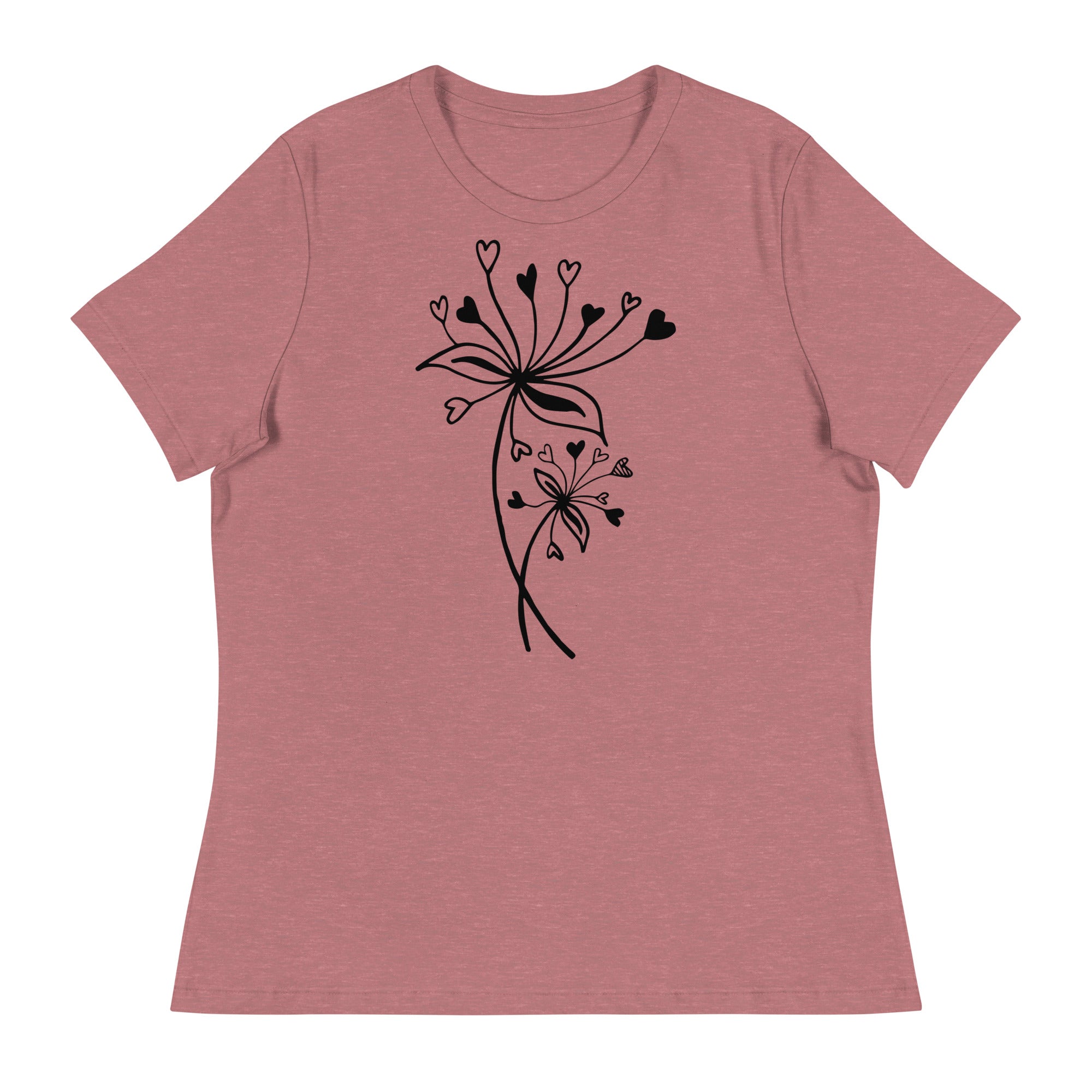 Women's Relaxed T-Shirt- Flower Print