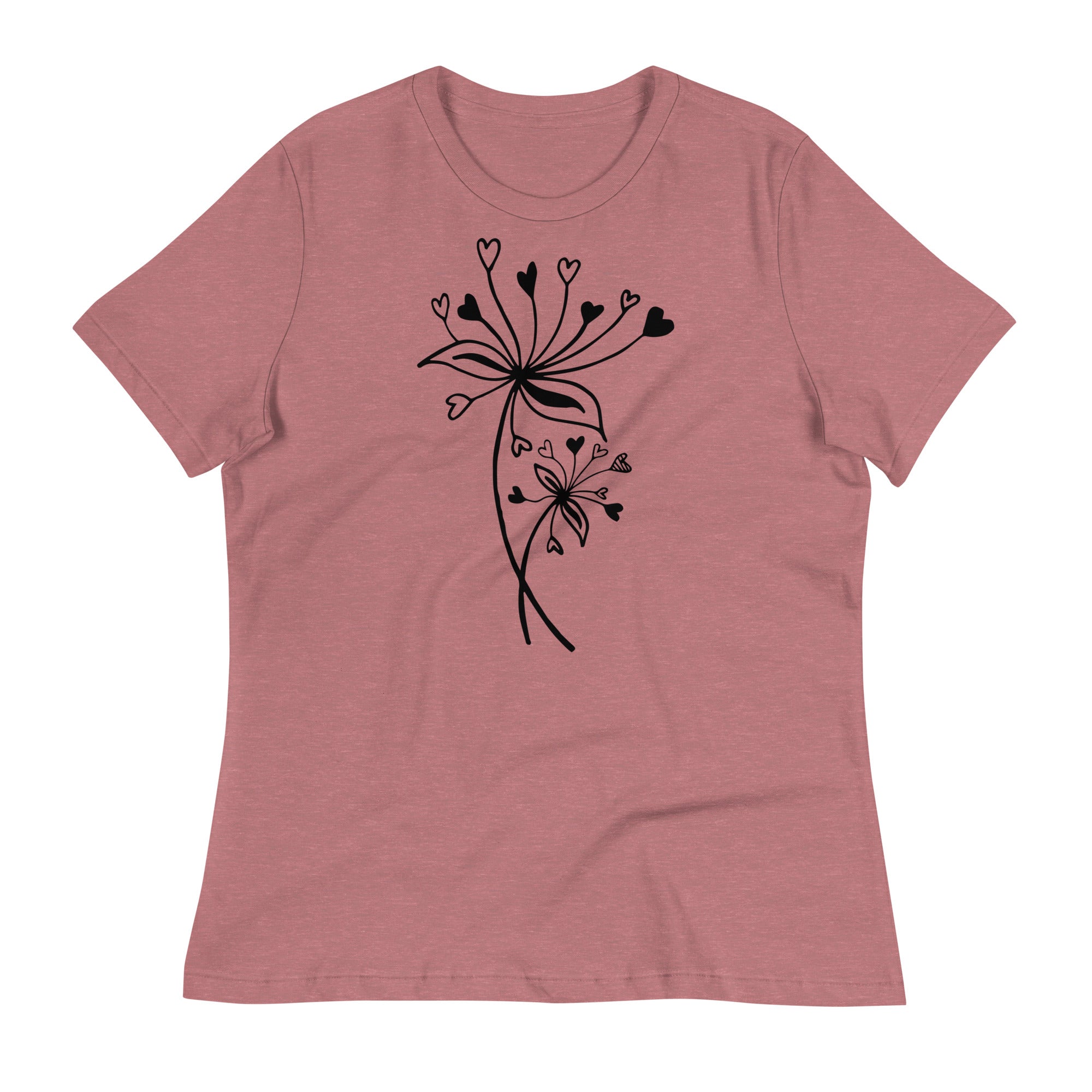 Women's Relaxed T-Shirt- Flower Print