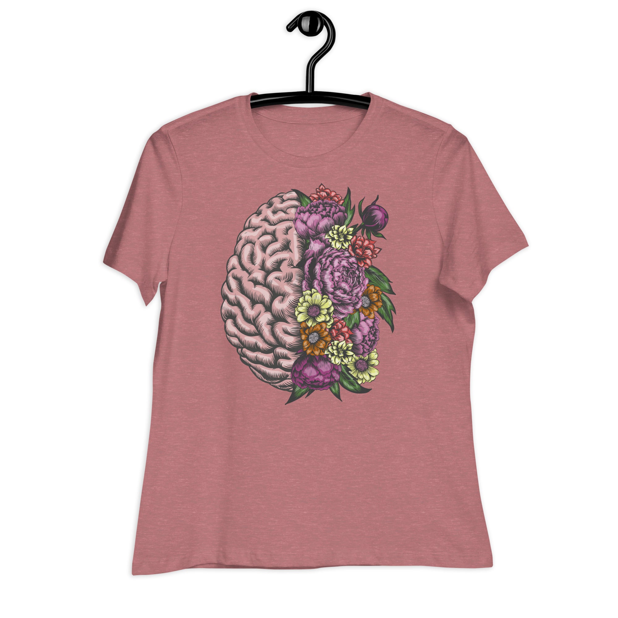 Women's Relaxed T-Shirt-  Brain Flower Print