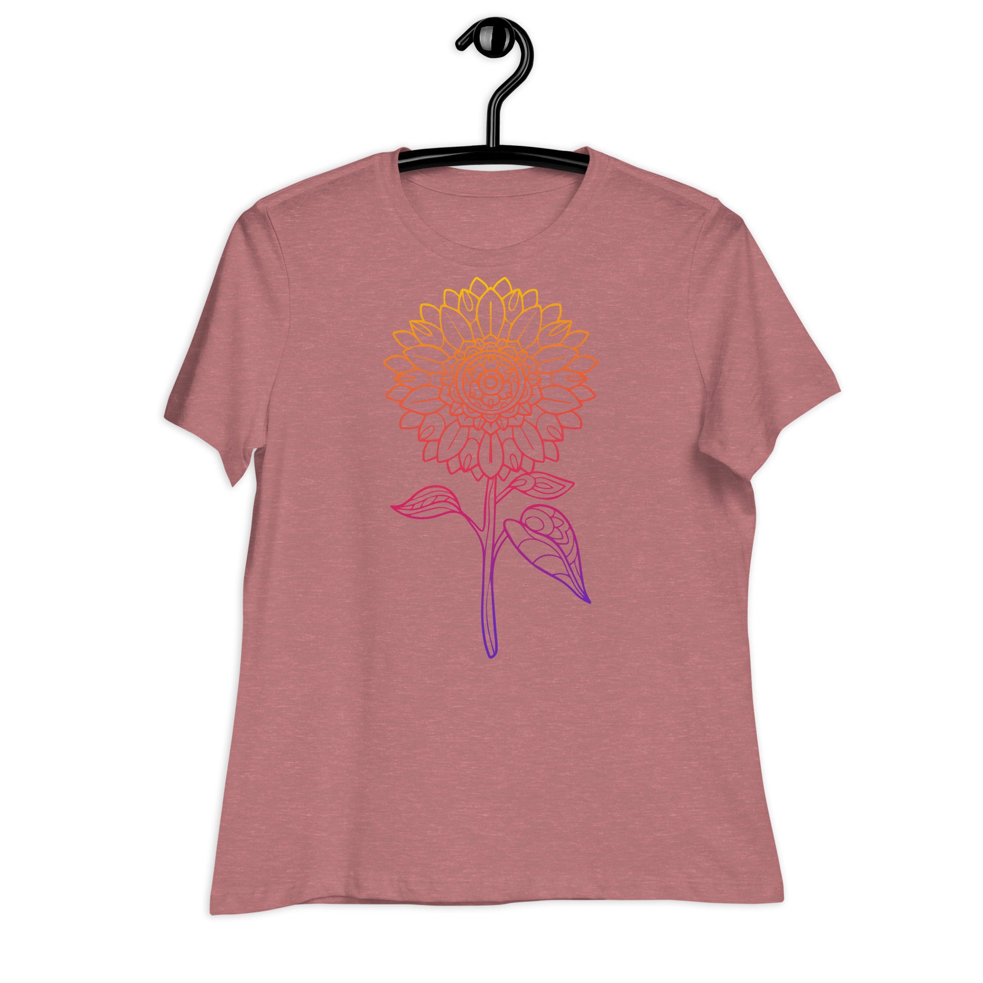 Women's Relaxed T-Shirt- Sun Flower Print