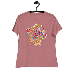 Women's Relaxed T-Shirt- Flower Print