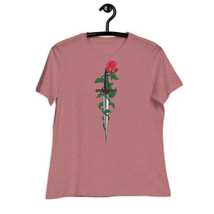 Women's Relaxed T-Shirt- Flower Print