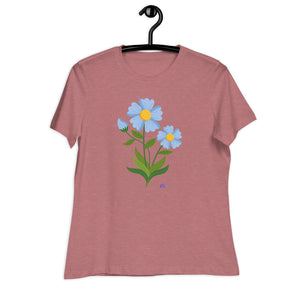 Women's Relaxed T-Shirt- Flower Print