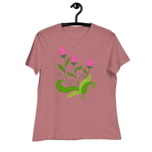 Women's Relaxed T-Shirt- Flower Print