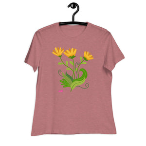 Women's Relaxed T-Shirt- Flower Print