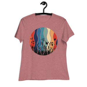 Women's Relaxed T-Shirt- Flower Print