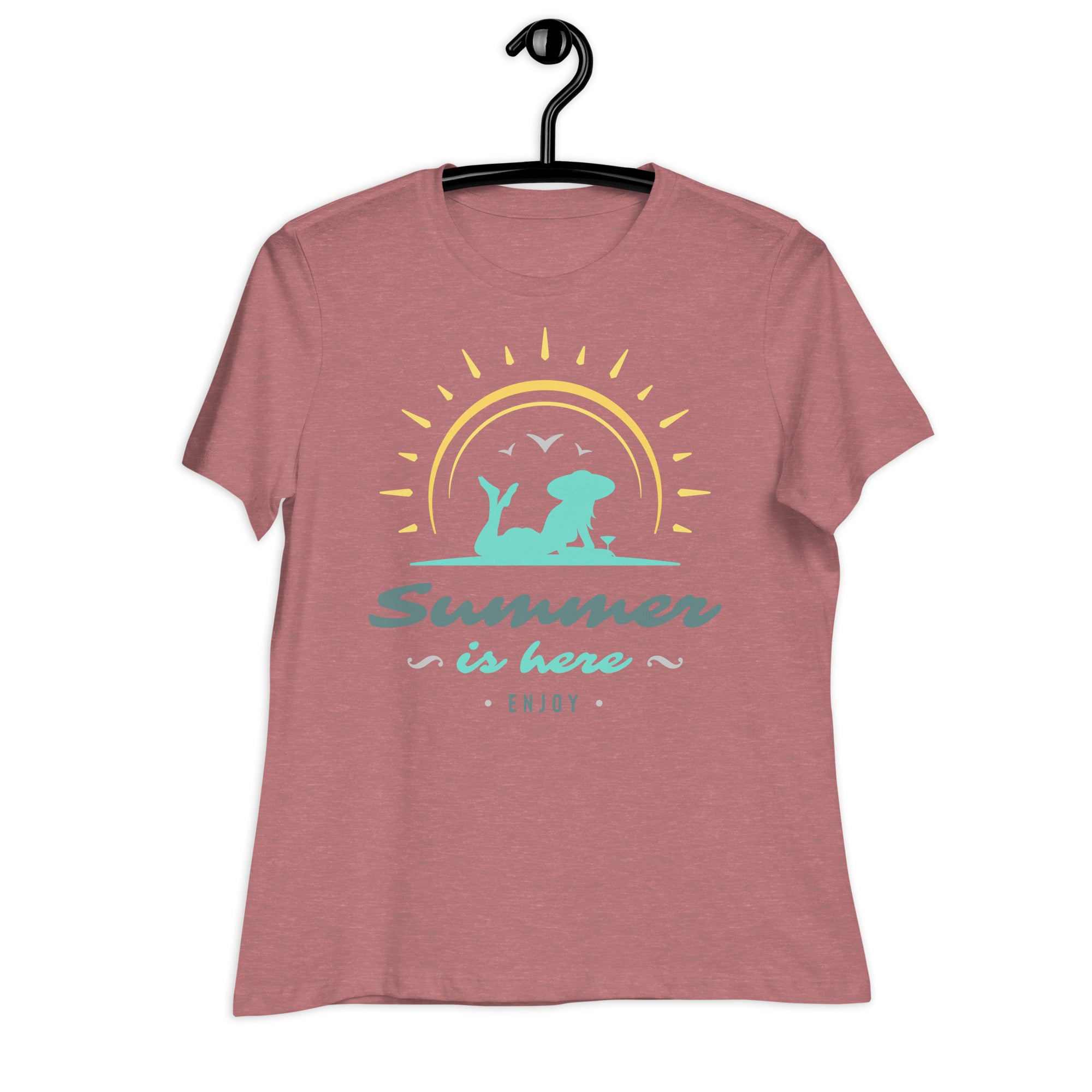 Women's Relaxed T-Shirt- Beach Side Print