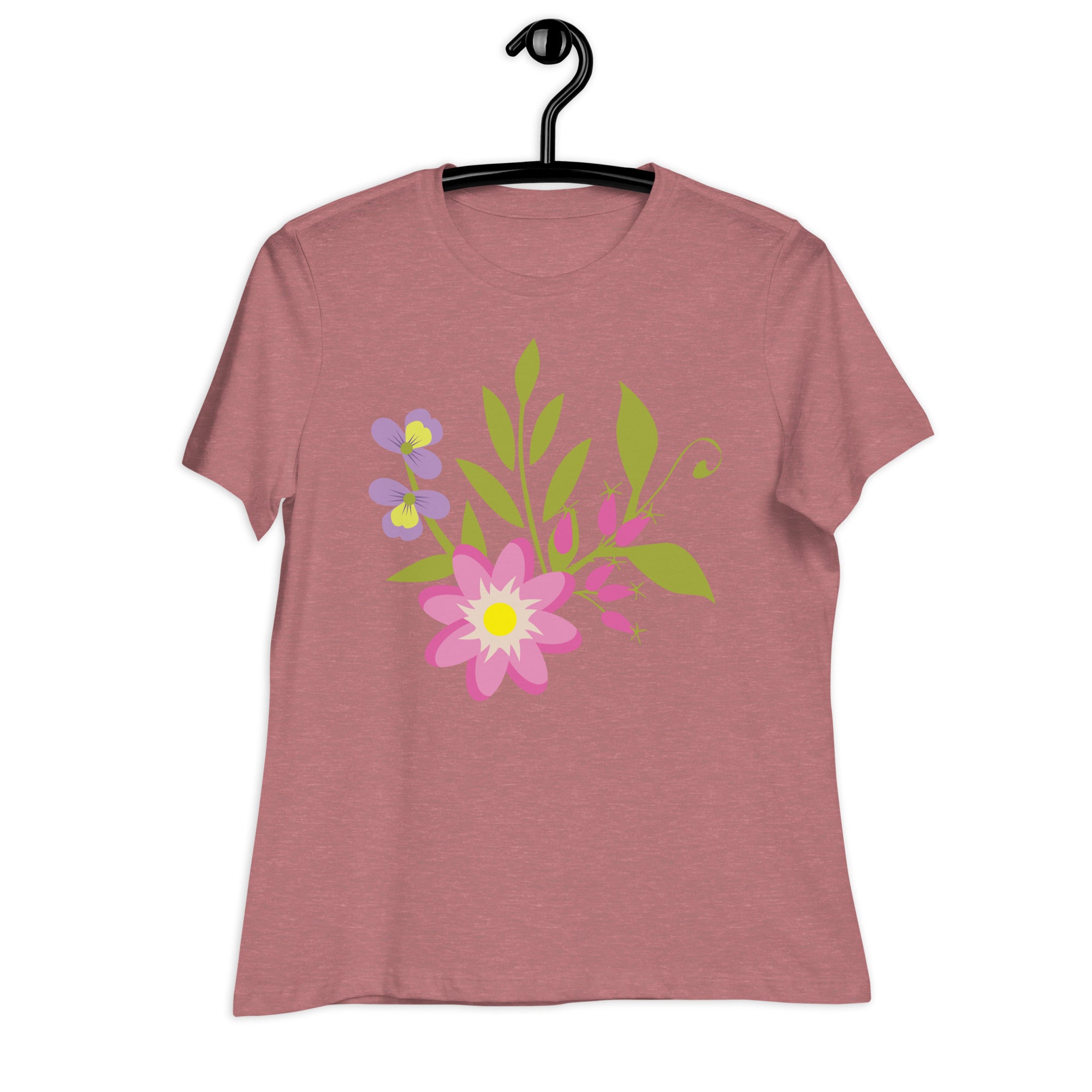 Women's Relaxed T-Shirt- Flower Print