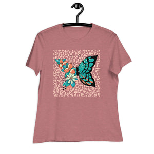 Women's Relaxed T-Shirt- Butterfly Print