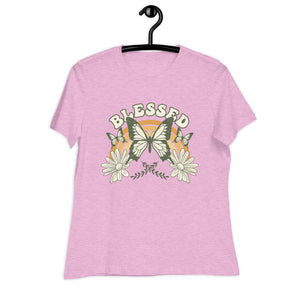 Women's Relaxed T-Shirt- Butterfly Print