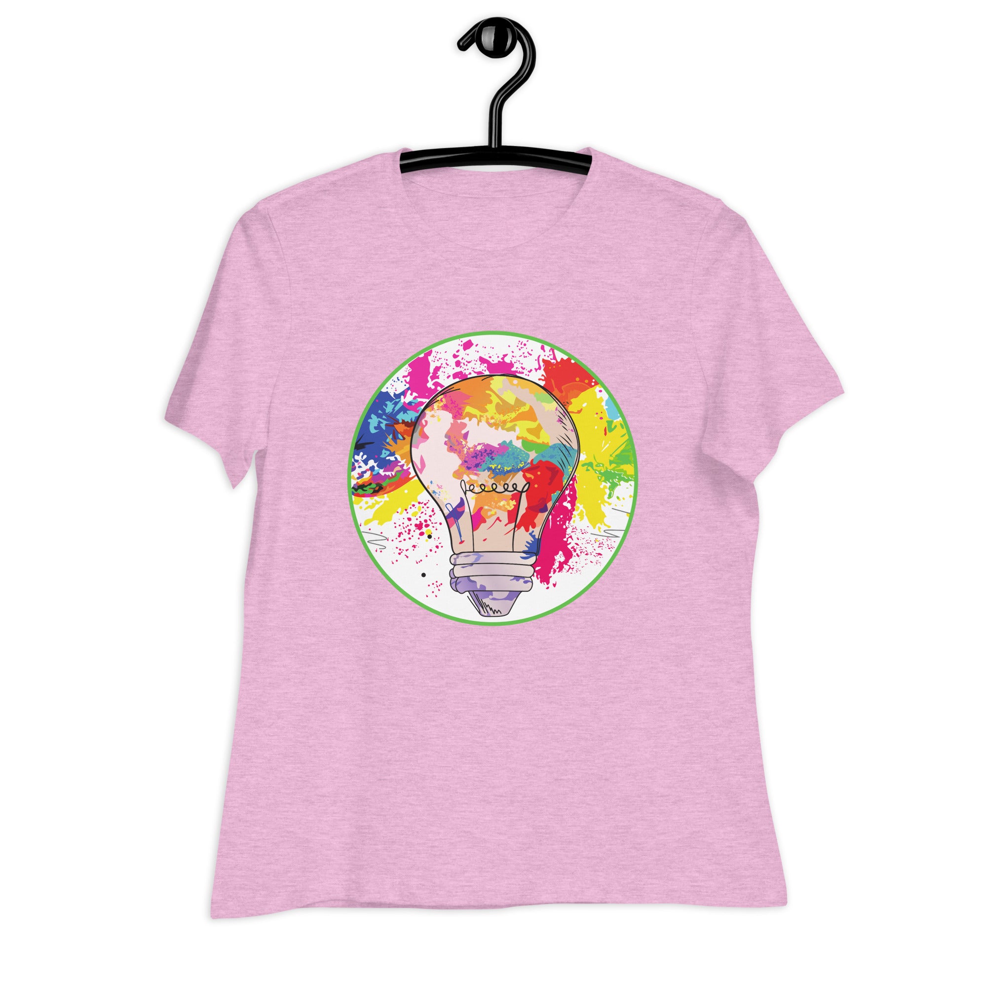 Women's Relaxed T-Shirt- Colourfull Light Bulb