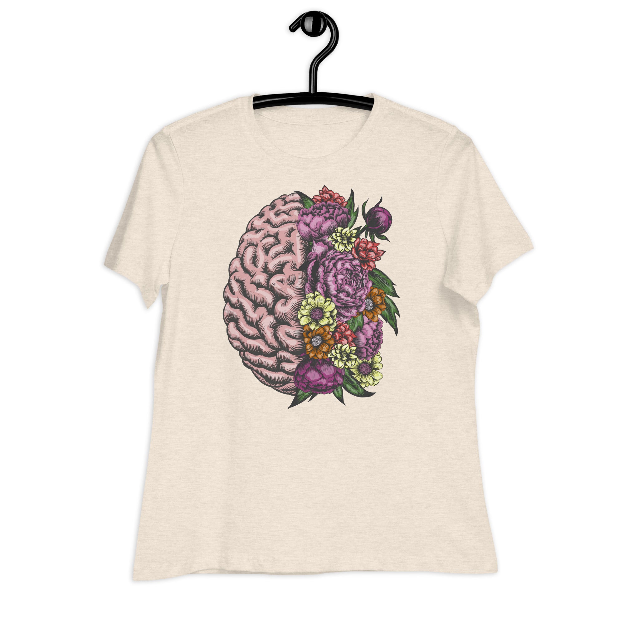 Women's Relaxed T-Shirt-  Brain Flower Print