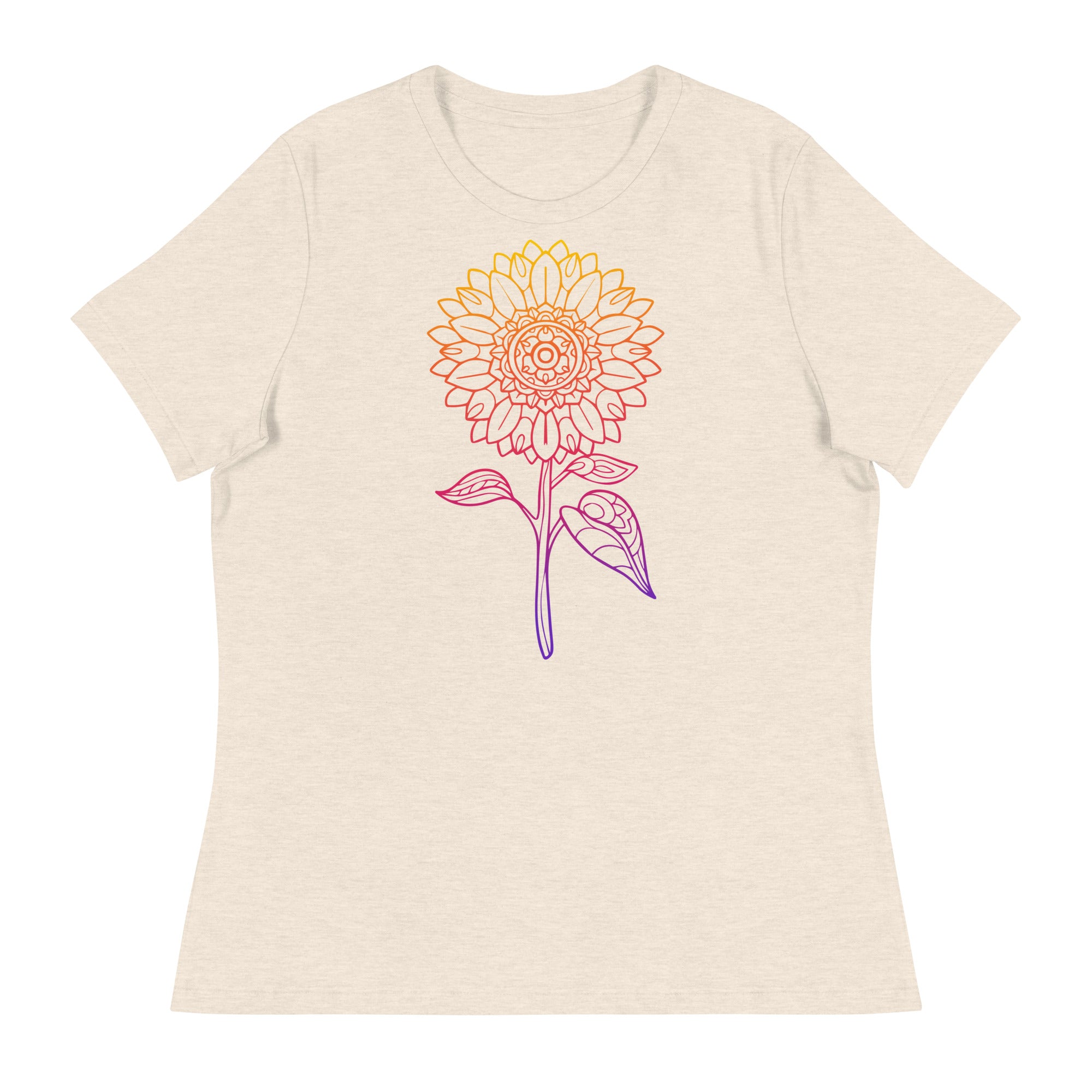 Women's Relaxed T-Shirt- Sun Flower Print