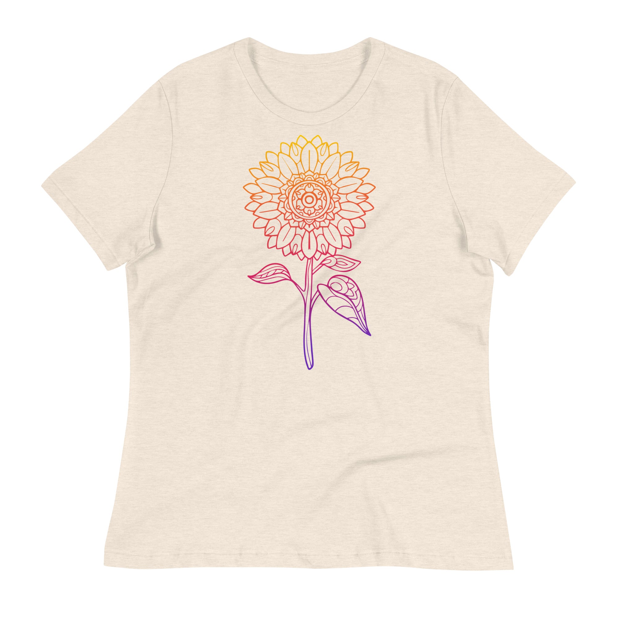 Women's Relaxed T-Shirt- Sun Flower Print