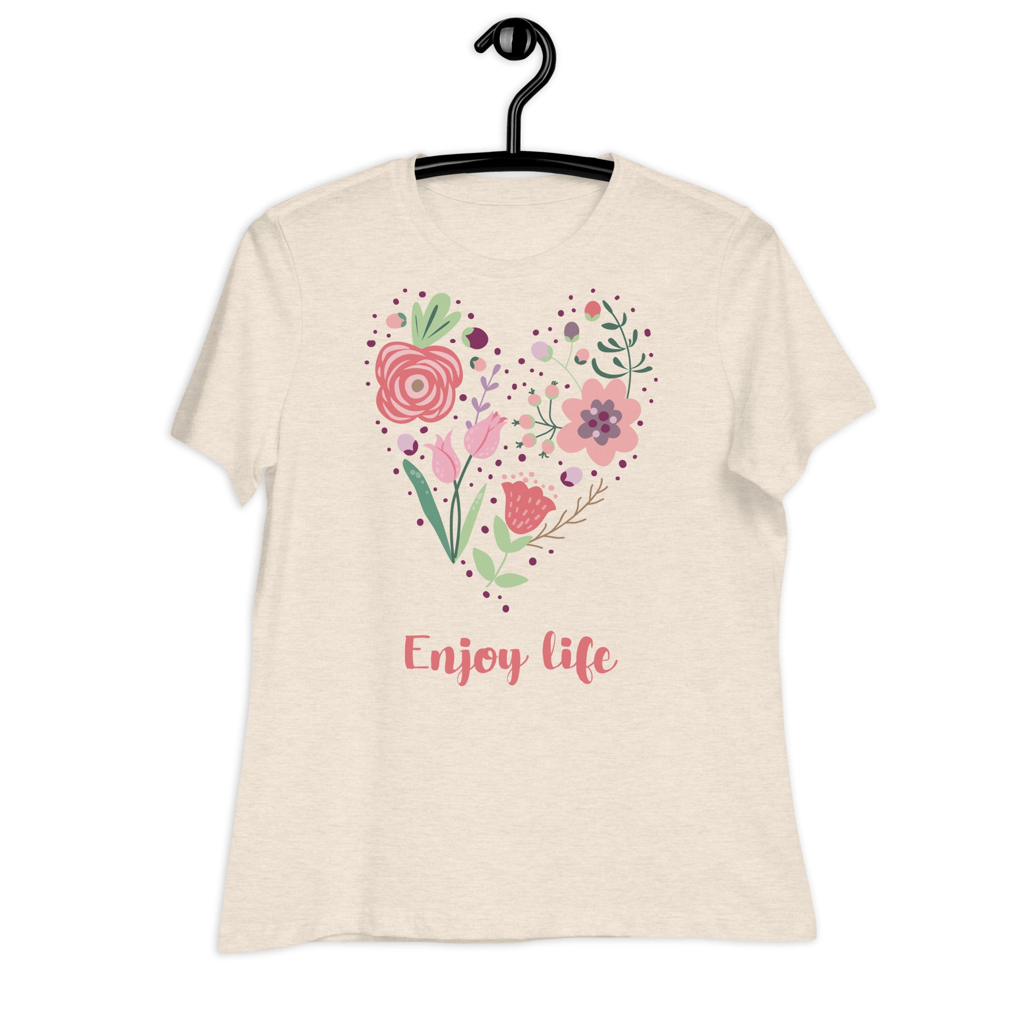 Women's Relaxed T-Shirt- Heart Of Flower Print