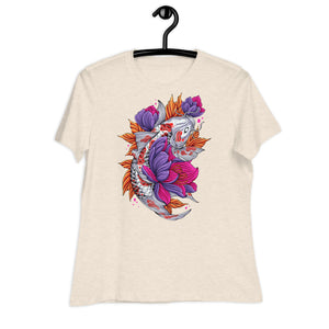 Women's Relaxed T-Shirt- Florish Fish Print