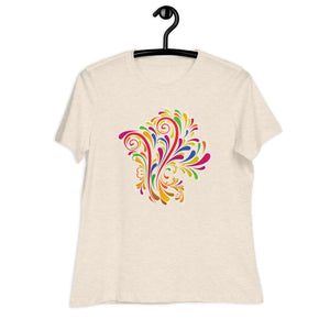 Women's Relaxed T-Shirt- Flower Print