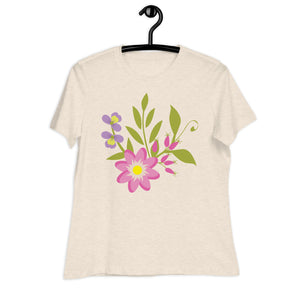 Women's Relaxed T-Shirt- Flower Print