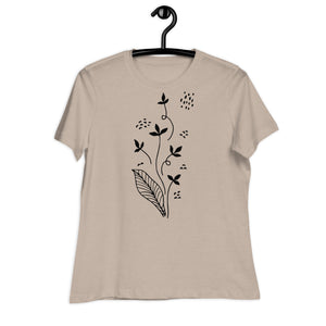 Women's Relaxed T-Shirt- Flowers  print