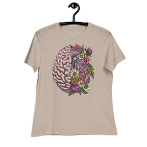 Women's Relaxed T-Shirt-  Brain Flower Print