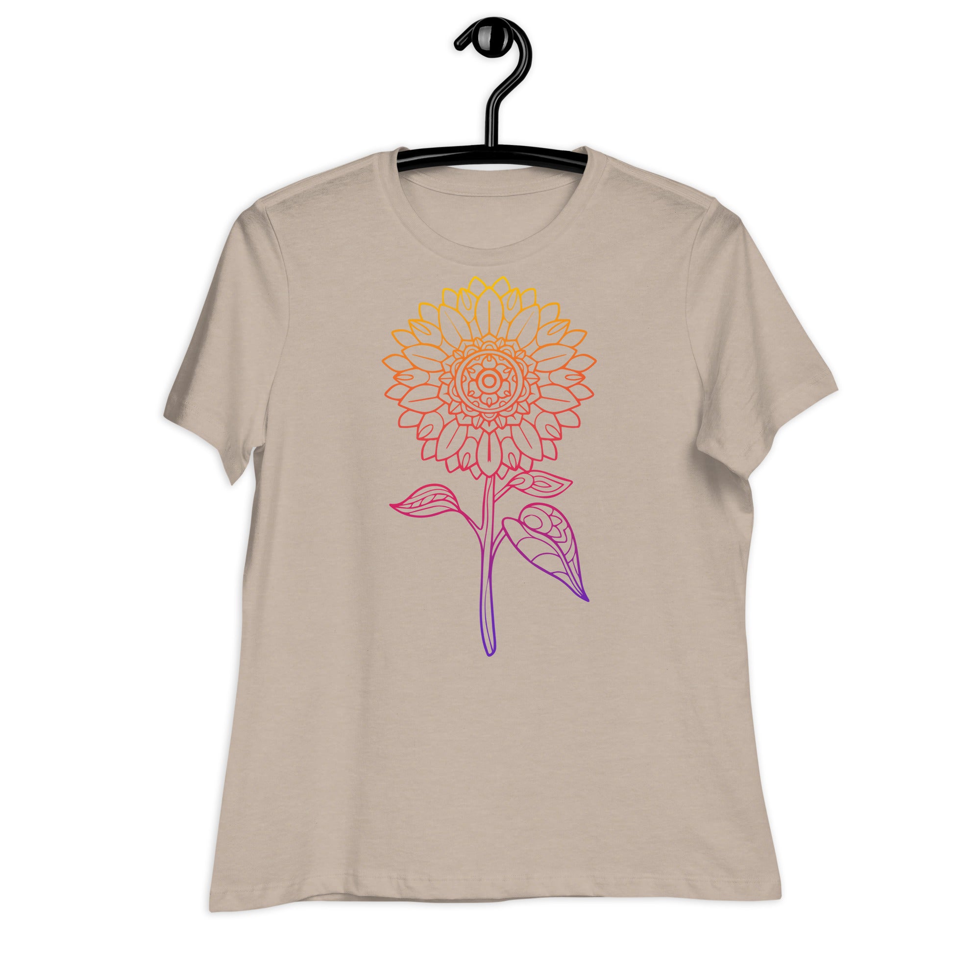 Women's Relaxed T-Shirt- Sun Flower Print