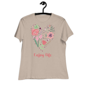 Women's Relaxed T-Shirt- Heart Of Flower Print