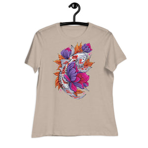 Women's Relaxed T-Shirt- Florish Fish Print