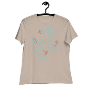 Women's Relaxed T-Shirt- Flower Print